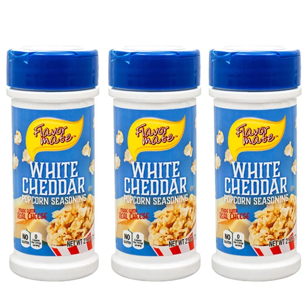 3 Popcorn Seasoning White Cheddar 0 Calories Real Cheese No Gluten Veggies 2.5oz