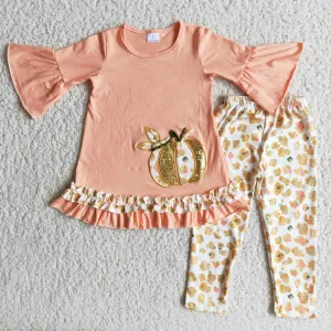 6 A9-30 baby girl clothes pumpkin embroidery girl halloween outfit