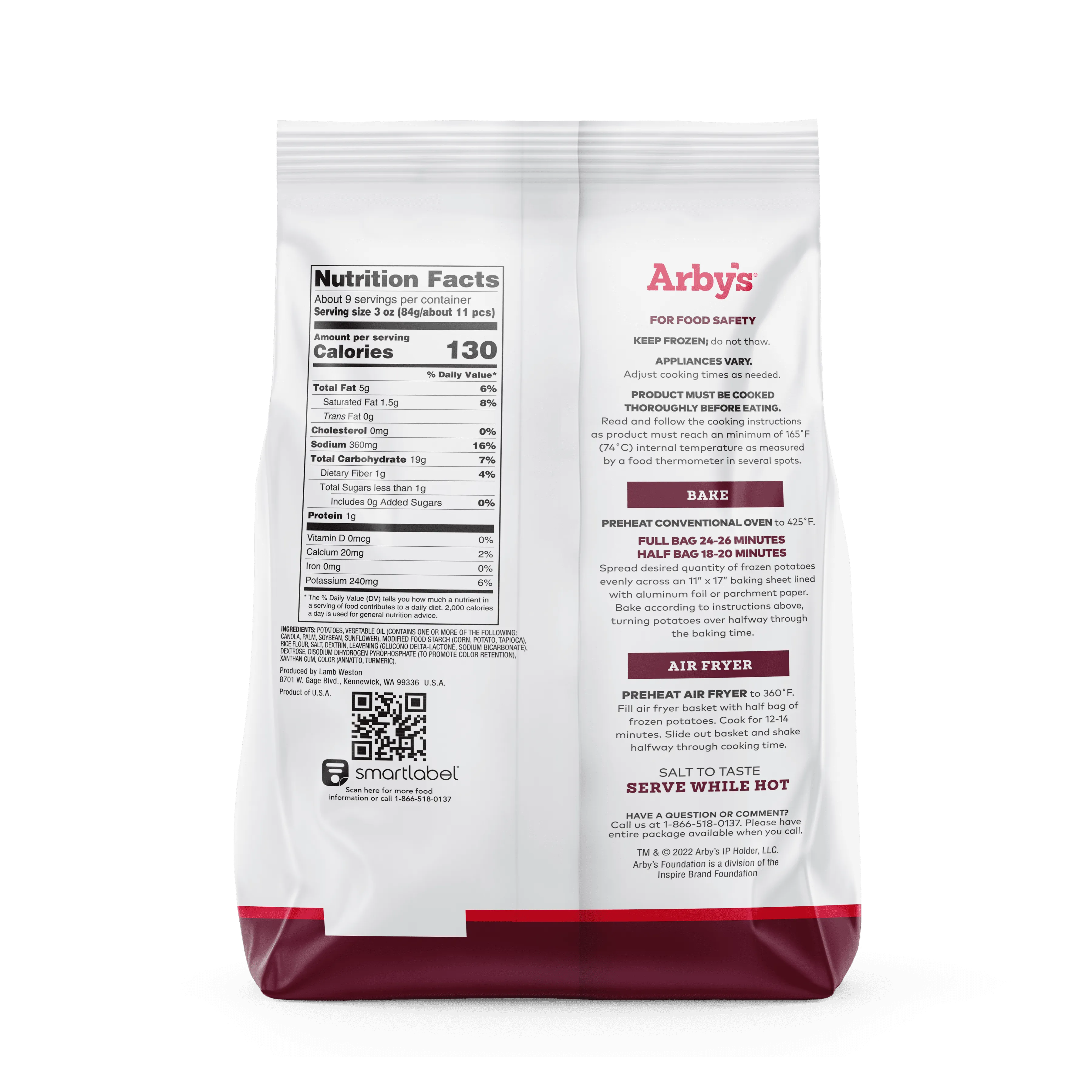 Arby's Crinkle Cut Fries, 26oz Bag (Frozen)