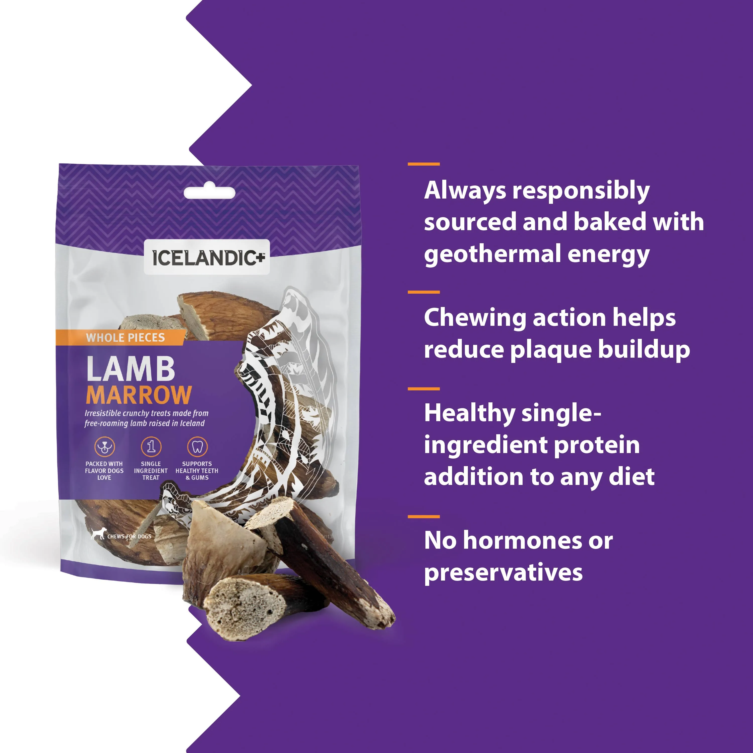 Icelandic  Lamb Marrow Whole Pieces Dog Treat - 4oz