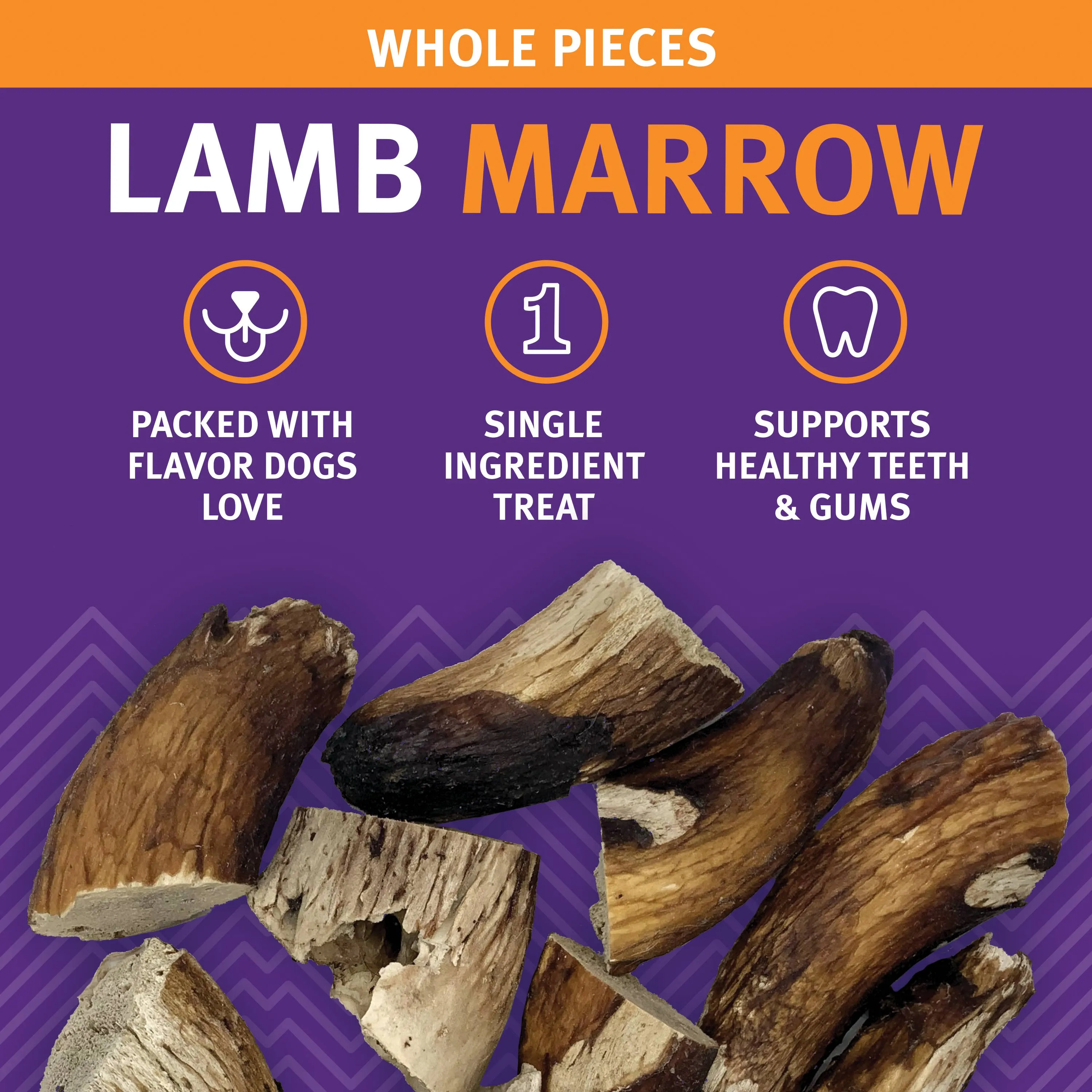 Icelandic  Lamb Marrow Whole Pieces Dog Treat - 4oz