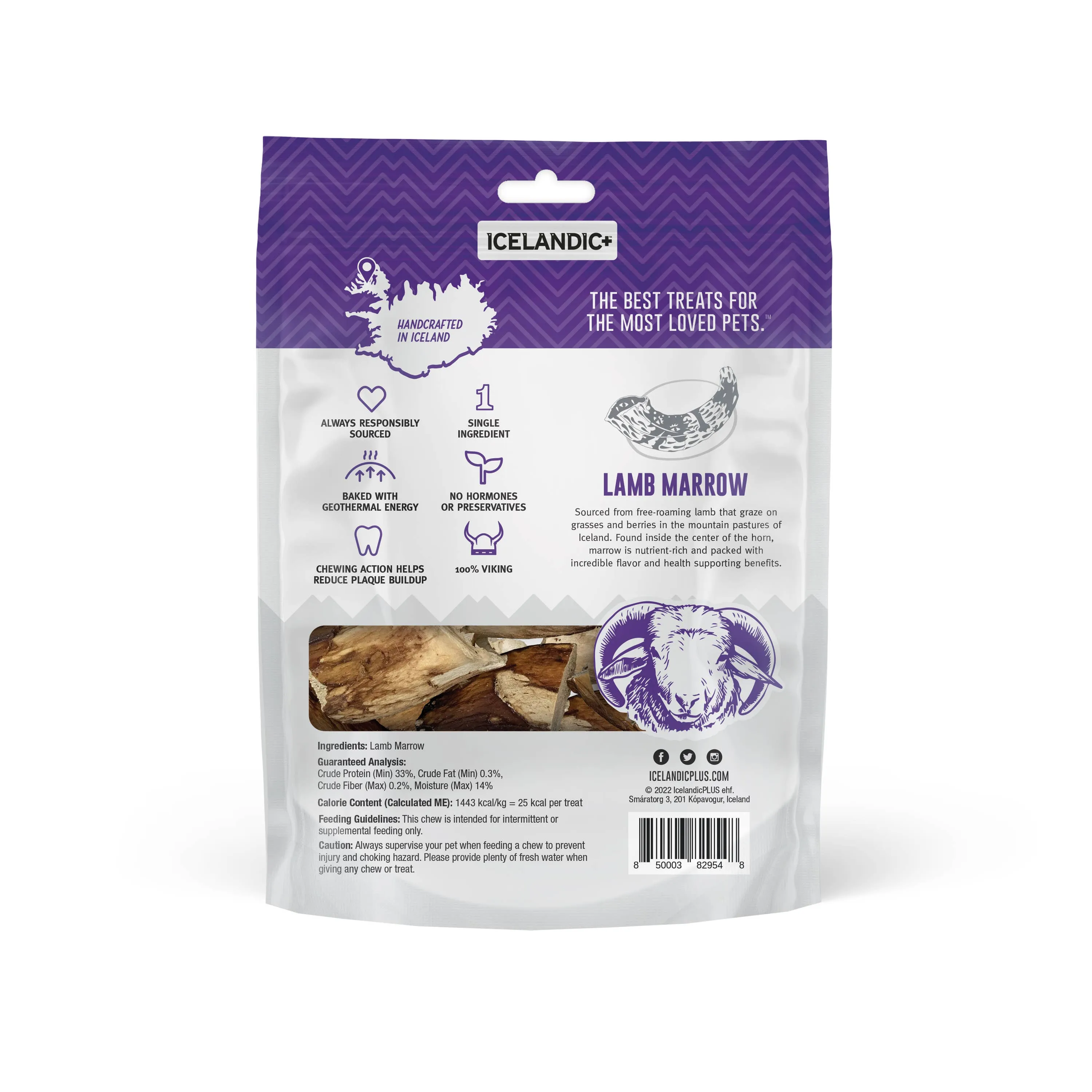 Icelandic  Lamb Marrow Whole Pieces Dog Treat - 4oz