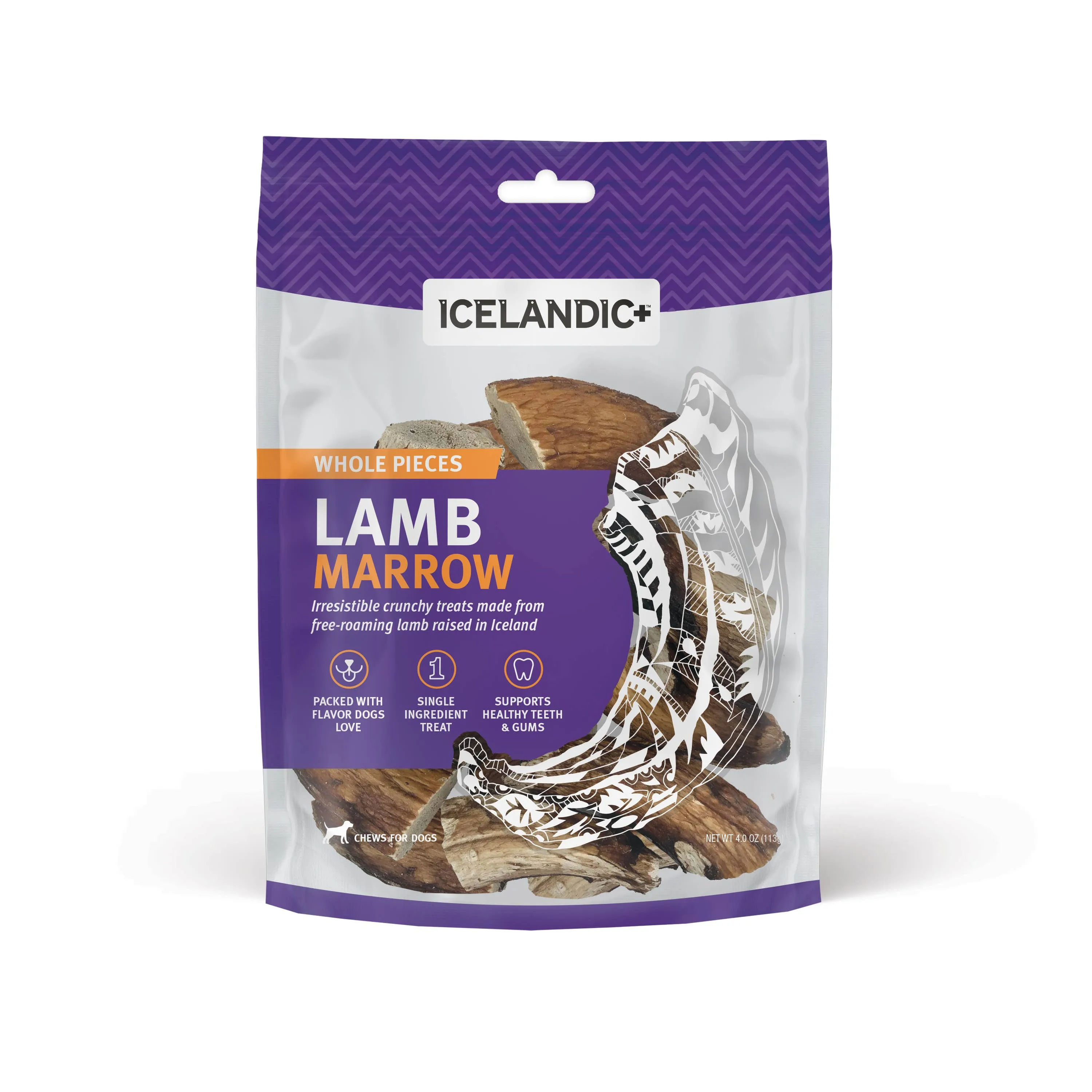 Icelandic  Lamb Marrow Whole Pieces Dog Treat - 4oz
