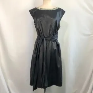 ISARO Blue Lamb Leather with Beaded Neck Dress