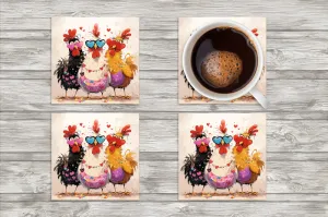 Kitchen Chicks Square Neoprene Coasters - Set of 4