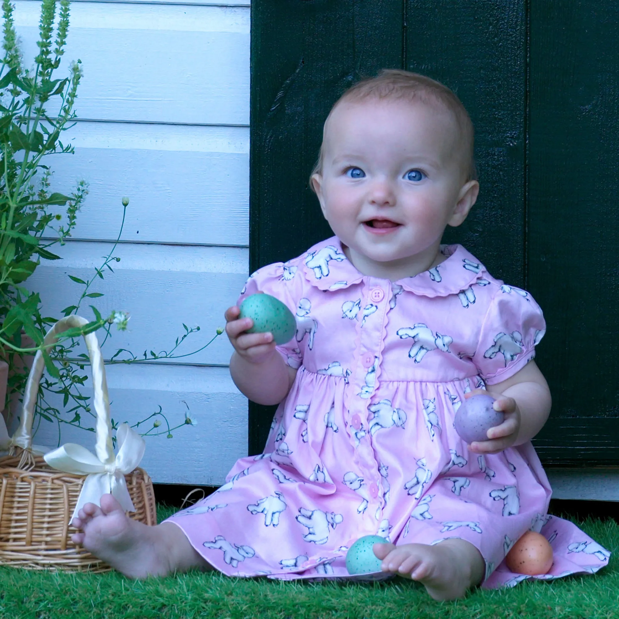 Lamb Button-Front Dress & Bloomers