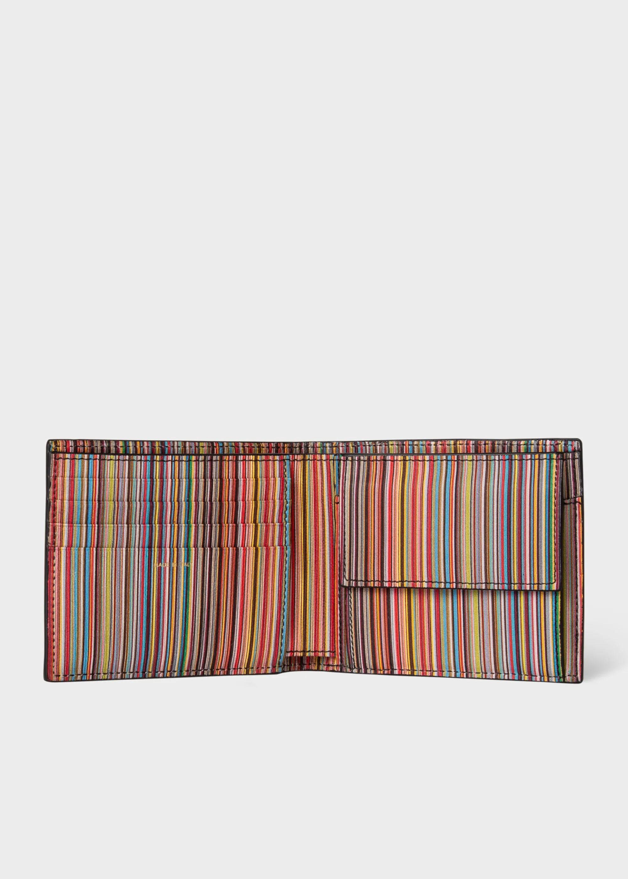 Leather Signature Stripe Interior Billfold | Black Multi