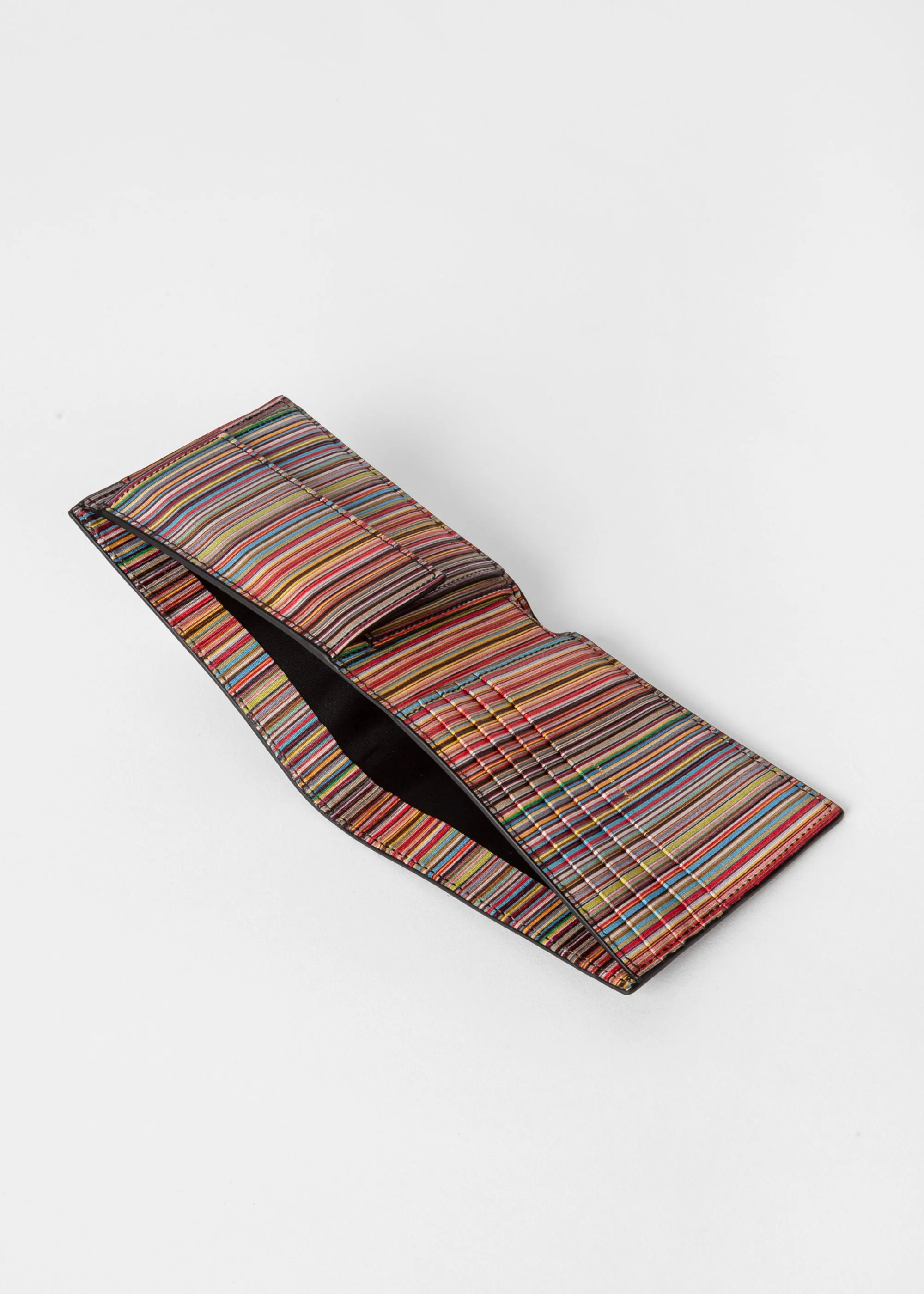 Leather Signature Stripe Interior Billfold | Black Multi