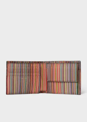 Leather Signature Stripe Interior Billfold | Black Multi