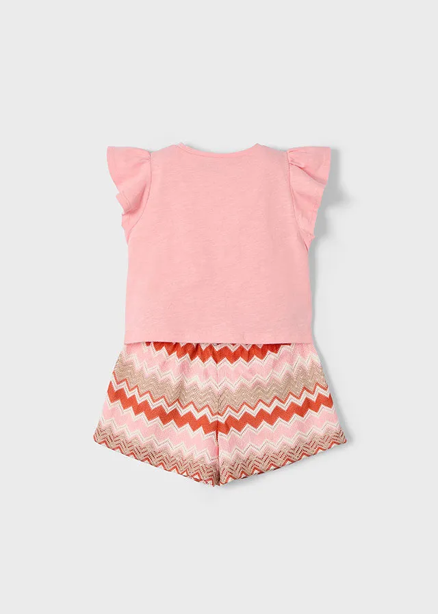 Mayoral Knit Short Set Salmon