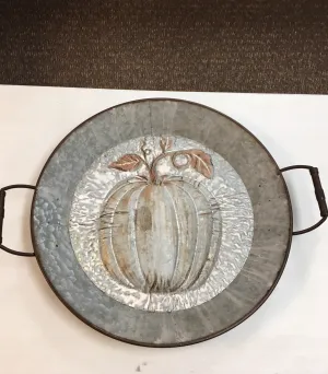 Pumpkin Galvanized Tin Pumpkin Tray with Handles