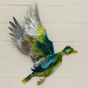 Recycled Tin Flying Duck - Green