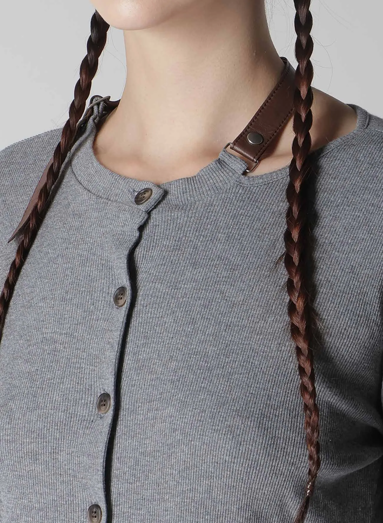 RIB STITCH CARDIGAN WITH CHOKER
