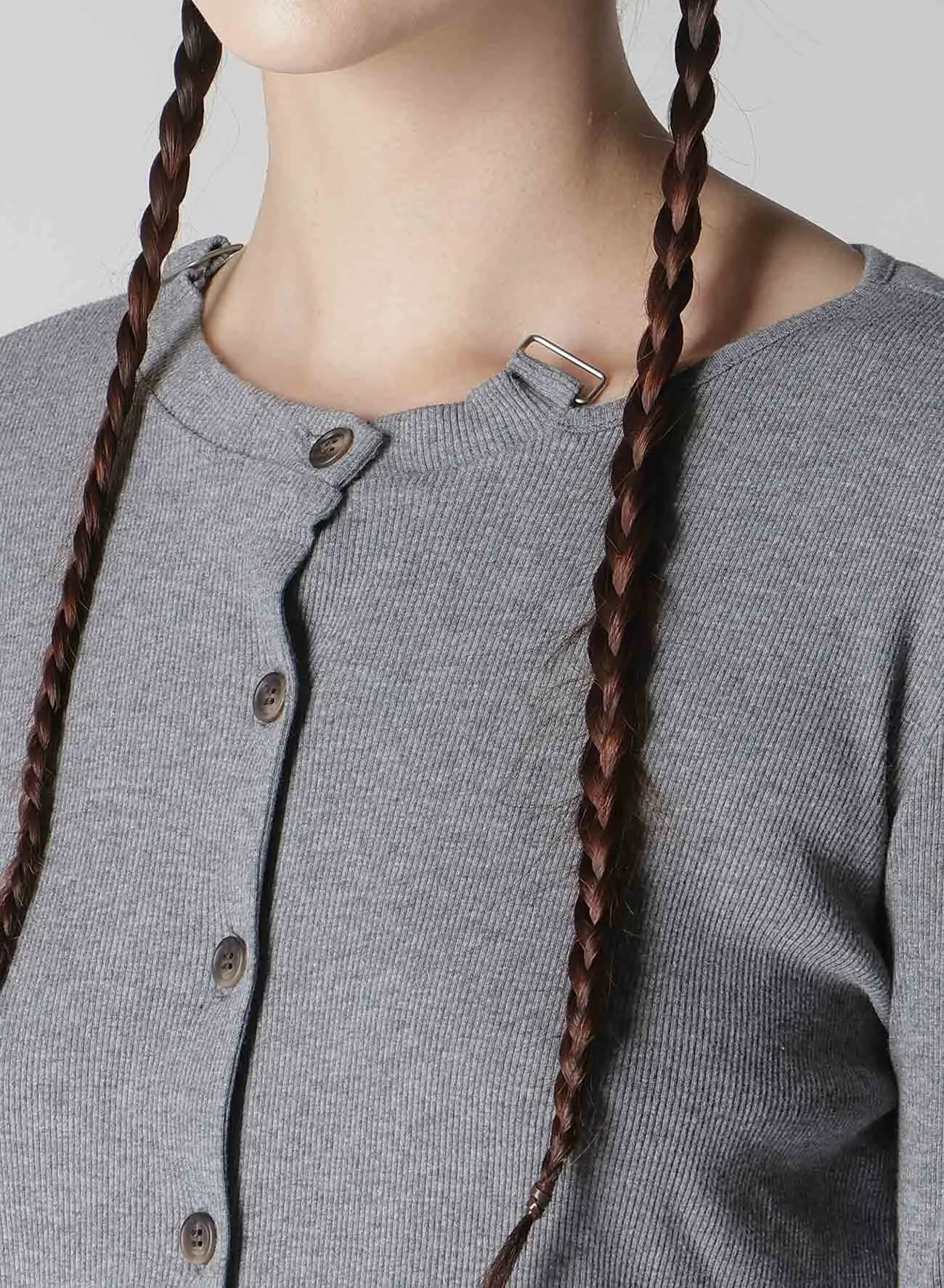 RIB STITCH CARDIGAN WITH CHOKER