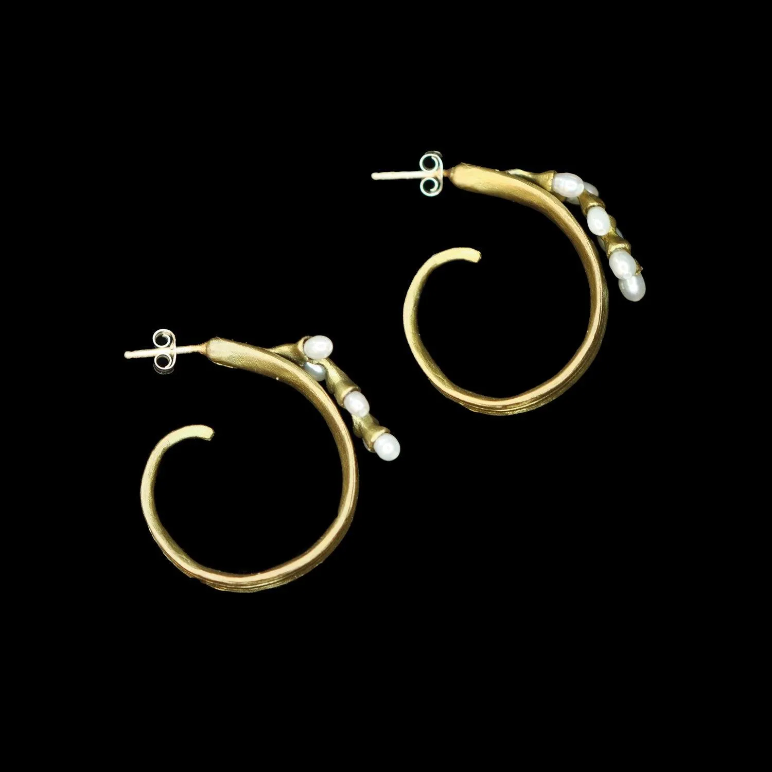 Rice Earrings - Pearl Hoop Post