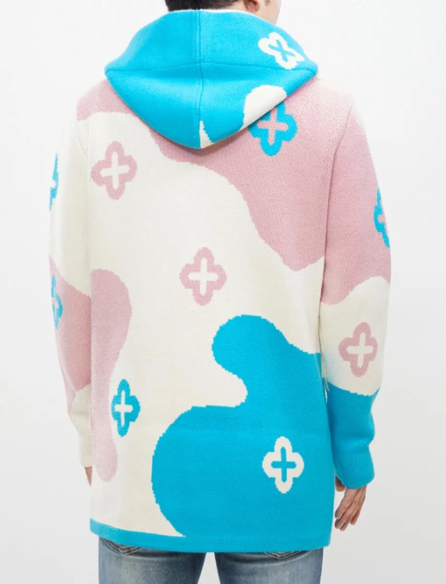 The Real Eyes Hooded Cardigan Sweater-Salmon