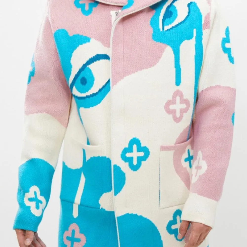 The Real Eyes Hooded Cardigan Sweater-Salmon