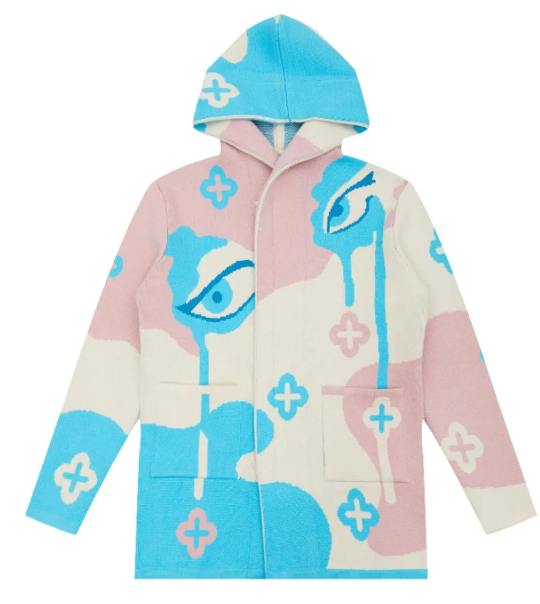 The Real Eyes Hooded Cardigan Sweater-Salmon