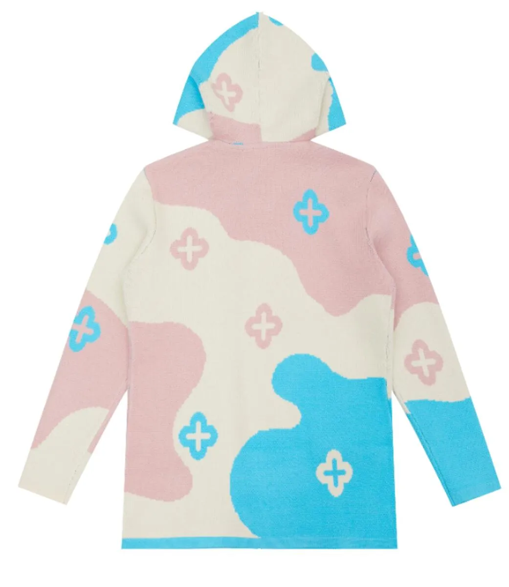 The Real Eyes Hooded Cardigan Sweater-Salmon