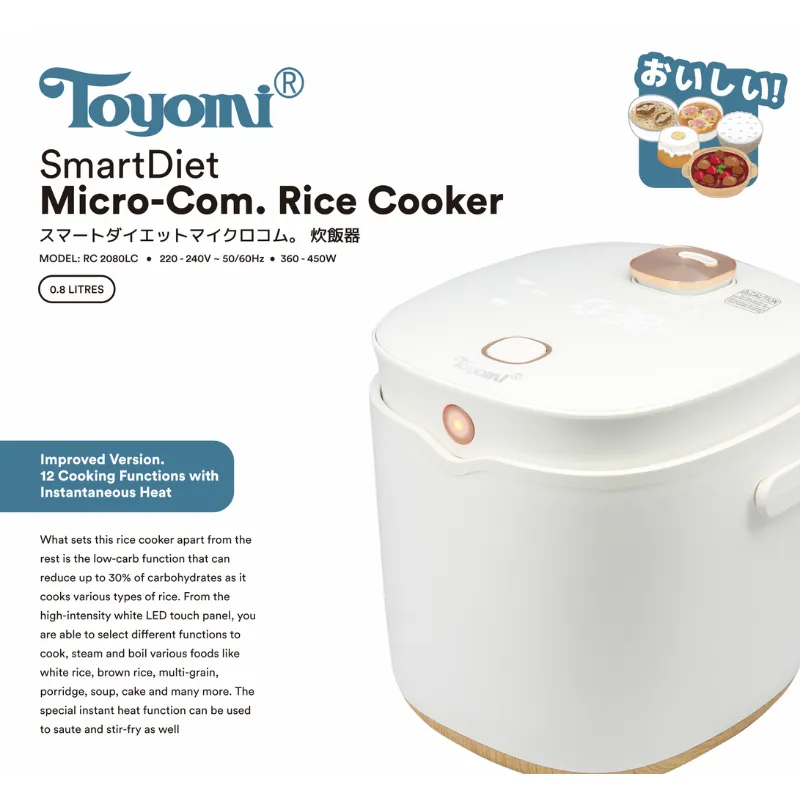 TOYOMI 0.8L SmartDiet Micro-Com. Rice Cooker RC 2080LC