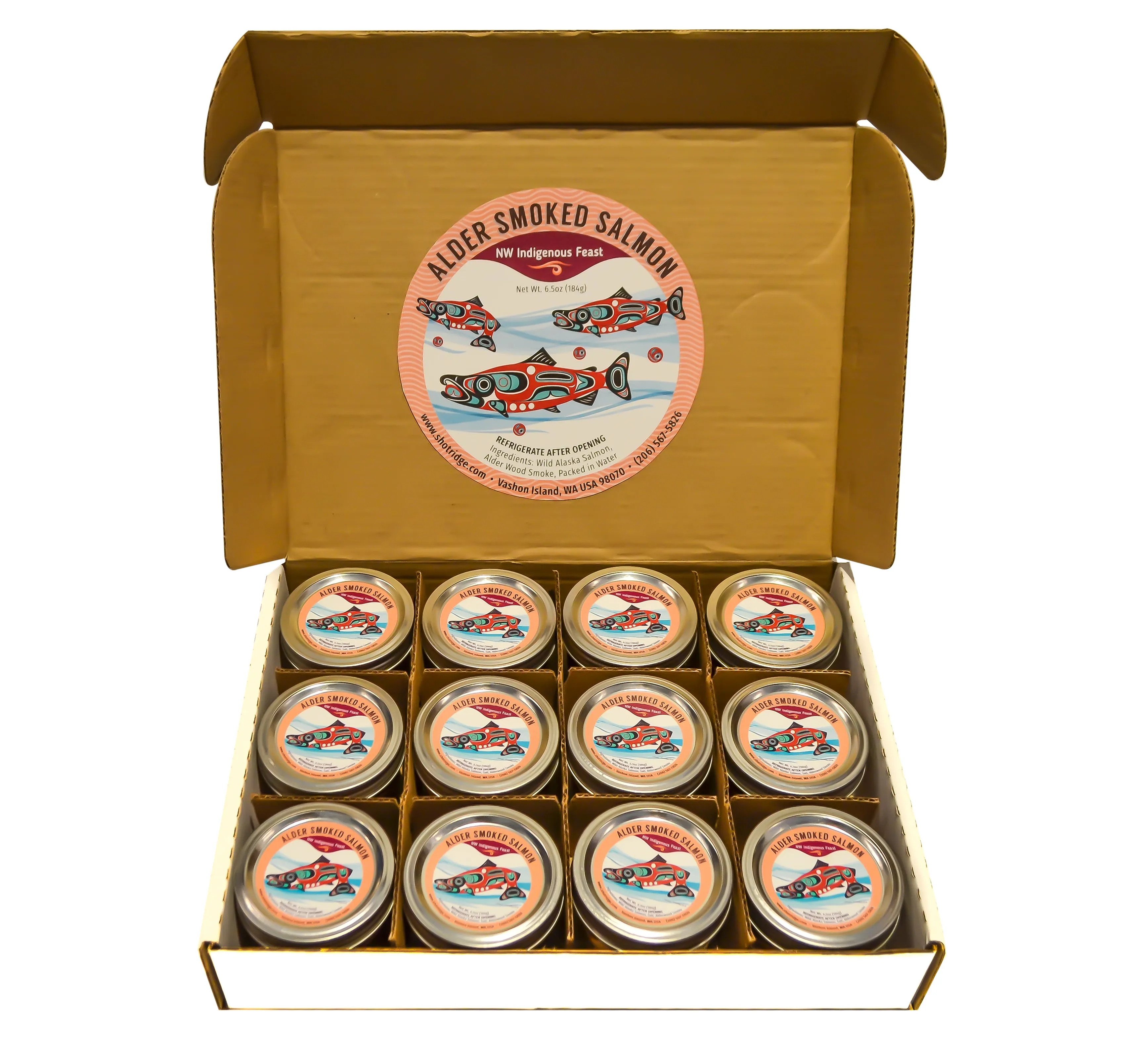 Wild Alaskan Smoked Sockeye Salmon - 12 Jar Box